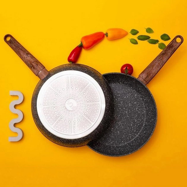 Сковорода с антипригарным покрытием для газовой плиты Well Done WD-1038N 28 см, Сковорода гриль удобная BJ-90 Львов - изображение 10