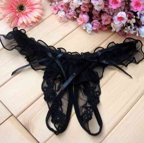 Стрінги з розрізом еротичні one size чорний Київ