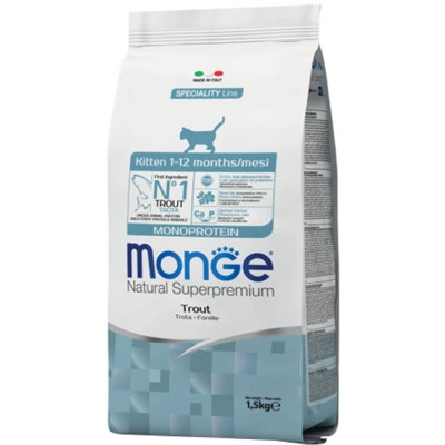 Сухий корм для кішок Monge Cat Monoprotein Kitten з фореллю 1.5 кг (8009470005500) Вінниця - фото 1