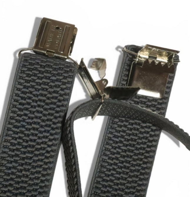 Підтяжки для штанів чоловічі сірі надійні на крест з металеві прищіпки Одеса - фото 2