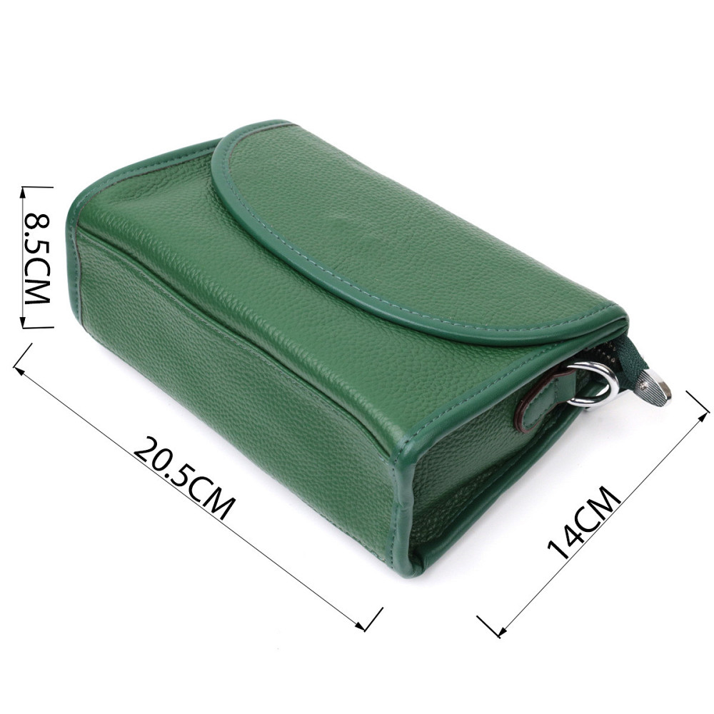 Компактная женская кожаная сумка с полукруглым клапаном Vintage 22260 Зеленая Киев - изображение 4