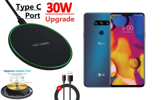 Бездротовий зарядний пристрій Copper до 30W для LG V40 ThinQ, USB-C, LED Київ