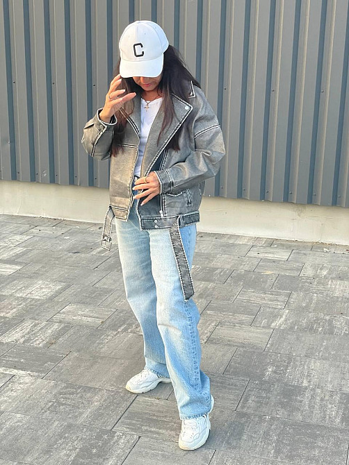 Женская куртка оверсайз Серый L Харьков - изображение 7