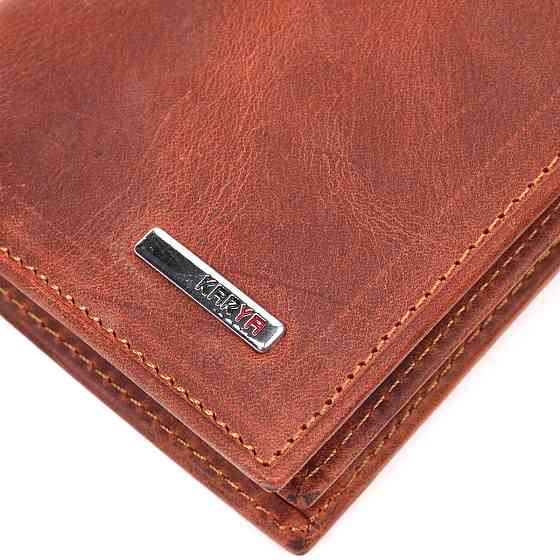 Мужское вертикальное портмоне без застежки в винтажной коже KARYA 21363 Рыжий Киев