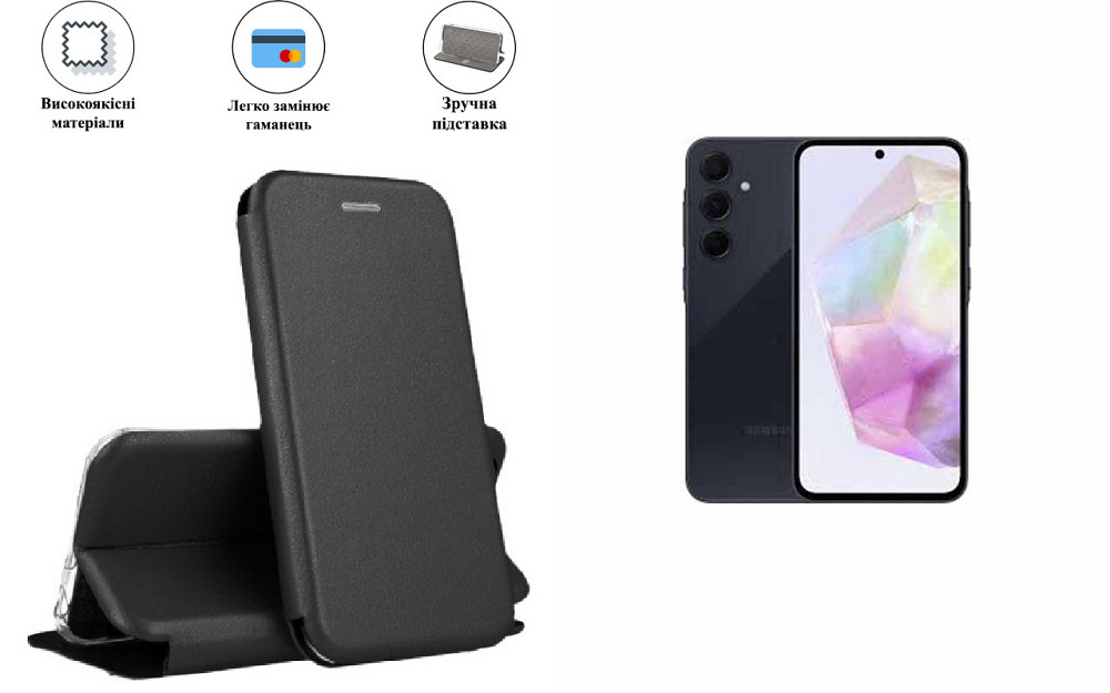 Чохол-книжка з силіконом для Samsung Galaxy A35, Galaxy A35 5G, чорний Київ - фото 1