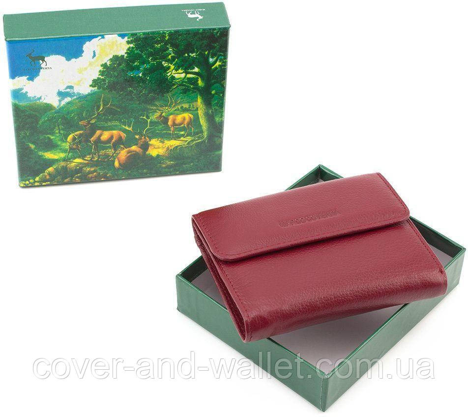 Невеликий шкіряний жіночий гаманець бордового кольору на магніті Marco Coverna 68629 Київ - фото 7