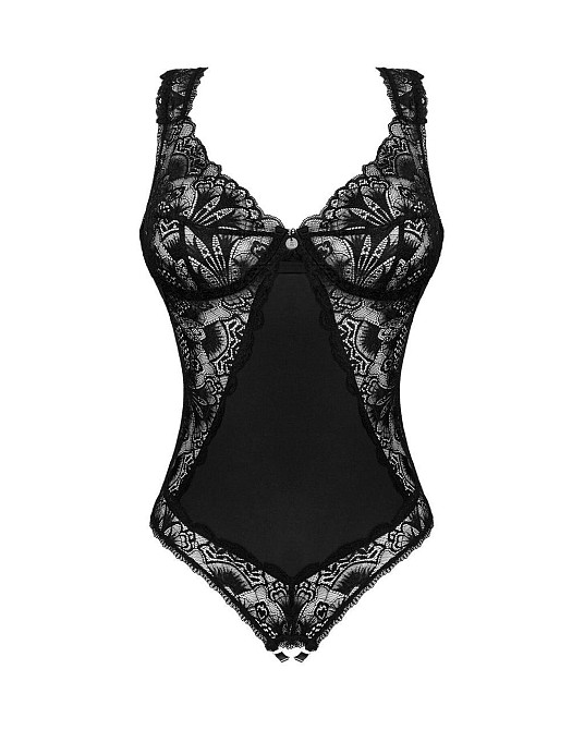 Мереживне боді Obsessive Donna Dream crotchless teddy XL/2XL Black, відкритий доступ Sex Aura Київ - фото 3