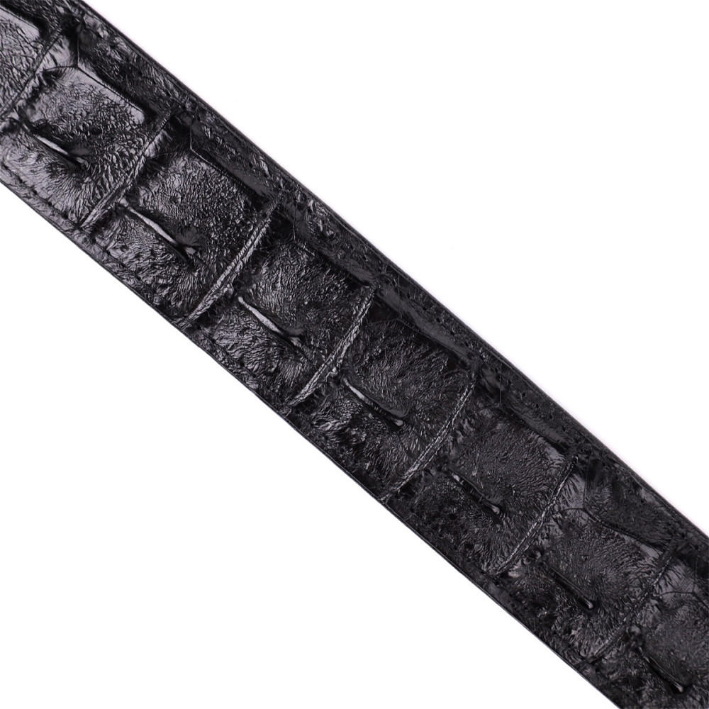 Ремень классика из натуральной кожи крокодила CROCODILE LEATHER 18018 Черный Киев - изображение 10