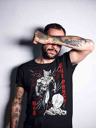 Футболка для мальчика аниме Саитама Оне Пункх Ман оверсайз (рост от 165 до 180 ) Черний AnimeJ0468m Днепр