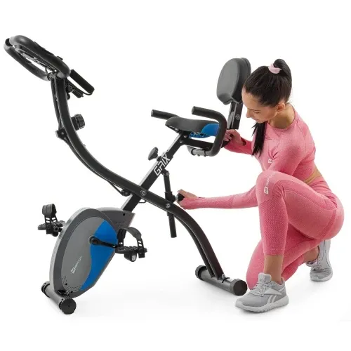 Велотренажер магнітний з еспандерами Hop-Sport X-Bike 3010x чорно-синій Київ - фото 7