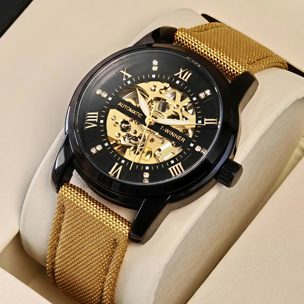 Часы мужские механические Winner Triumph Sahara Gold (2 ремешка) Винница - изображение 7