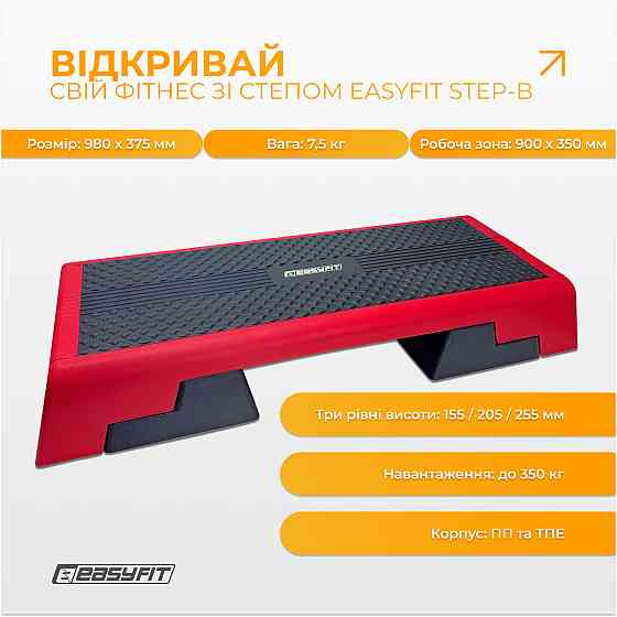 Степ для аеробіки 3-ступінчастий EasyFit Коломия