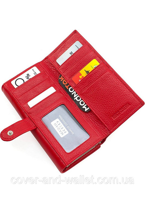 Жіночий бордовий шкіряний гаманець на багато карток Marco Coverna Червоний Київ - фото 4