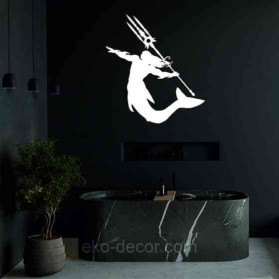 Декоративное настенное 3D Панно «Морской царь» Декор на стену с объемом 50*45 см, Белый Киев