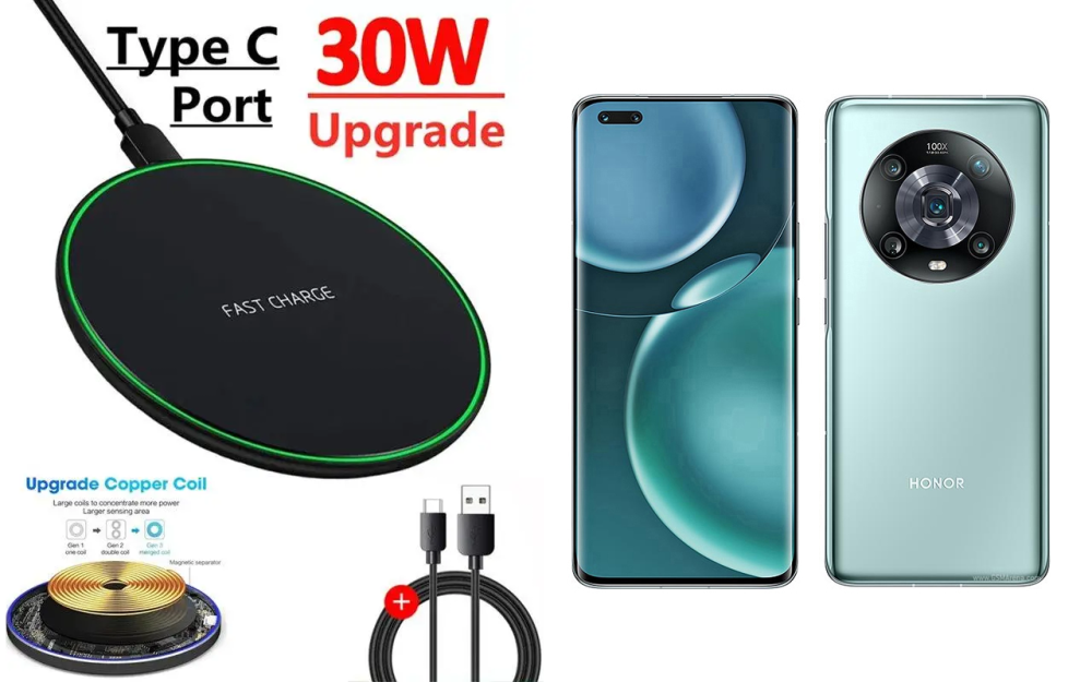 Бездротовий зарядний пристрій Copper до 30W для Honor Magic4 Pro, USB-C, LED Київ - фото 5