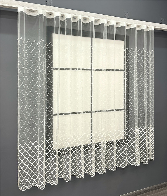 Тюль VR-Textil 1893т Фатин с вышивкой и люрексом Бежевый 200х150 см (42-1056) Киев - изображение 2