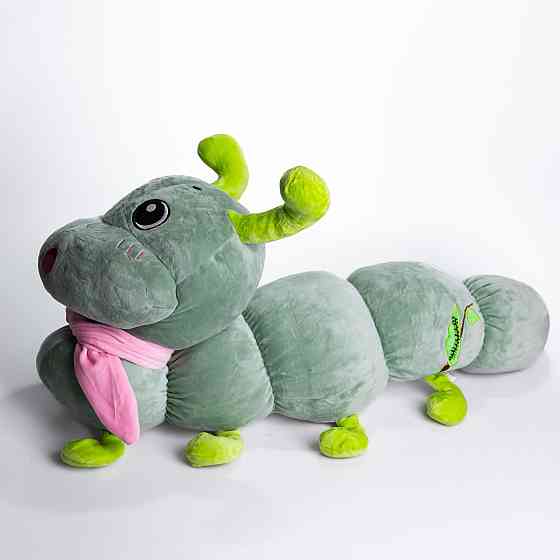 М'яка іграшка-подушка з пледом Гусениця 110×170 (см) плюшевий дитячий плед 3в1 Зелений 7127-GR Коломыя