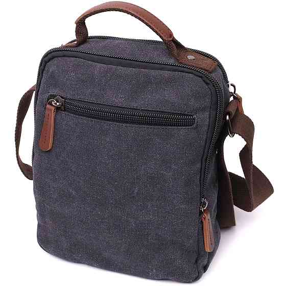 Функциональная вертикальная сумка для мужчин из текстиля Vintage 22237 Черный Киев