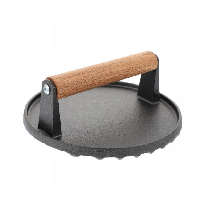 Пресс для мяса чугунный с деревянной ручкой 1,5 кг Ø20 см GRILLI 777185 Код: 012708 Ровно - изображение 1