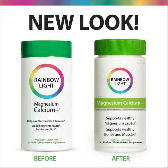 Магний и Кальций Rainbow Light Magnesium Calcium+™, 90 Caplets Луцк