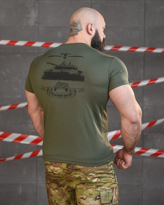 Тактична потоотводна футболка SABUR танкіст олива НП5190 Одесса - изображение 3