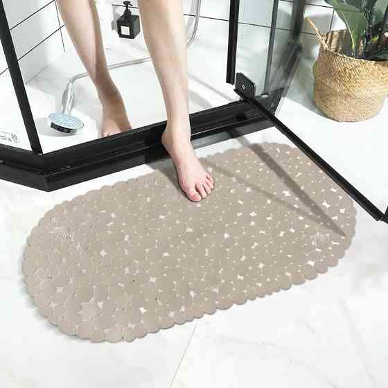 Коврик Bathlux противоскользящий на присосках для ванны и душа ПВХ, овальный 69х35 см Серый Каменец-Подольский