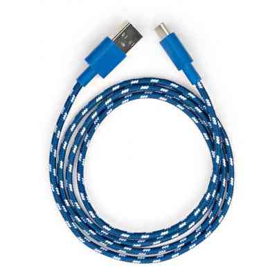 Дата кабель USB 2.0 AM to Type-C 2color nylon 1m blue Vinga (VCPDCTCNB31B) Винница
