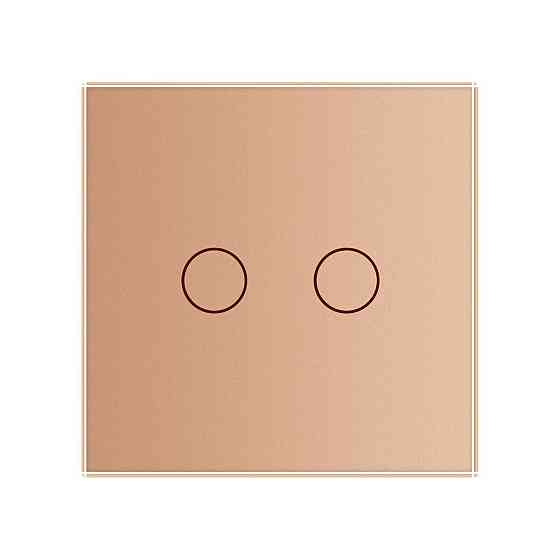 Розумний сенсорний прохідний/перехресний ZigBee вимикач 2 сенсора Livolo золото скло (VL-C702SZ-13) Коломия