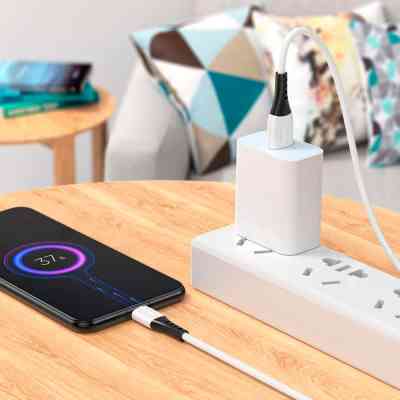 Дата кабель USB 2.0 AM to Micro 5P 1.0m 2.4A silicone X82 white HOCO (6931474768568) Вінниця