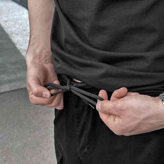 Штани-карго чоловічі весняні з кишенями чорні Pobedov VZIR Київ