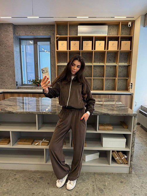 Женский велюровый костюм двойка кофта и штаны Шоколад, 48/52 Одесса - изображение 3