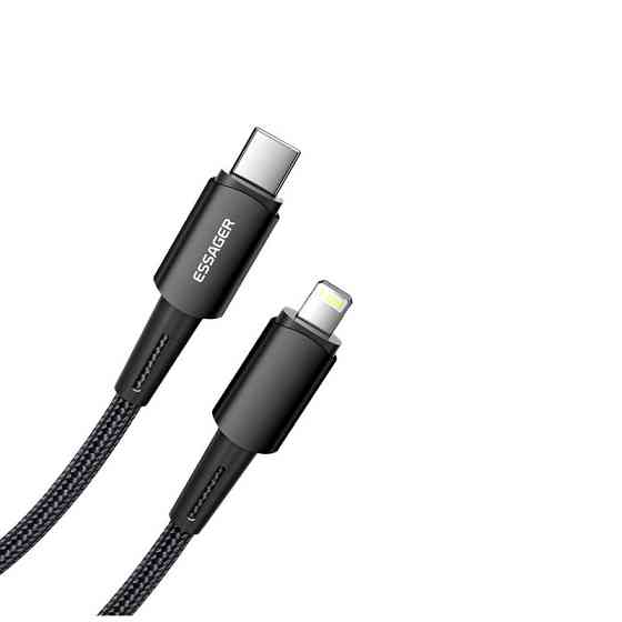 Кабель ESSAGER 27W USB-A на Lightning, 0,5м, черный Киев
