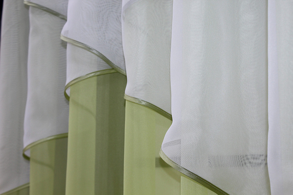 Кухонний тюль арка з ламбрекеном VR-Textil № 025к Блідо-салатовий з білим 270х170 см (52-0769) Київ - фото 3