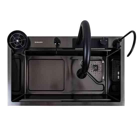 VALESO Кухонна мийка 75*46F чорна PVD Valeso Handmade "Водоспад" Fly rain Киев