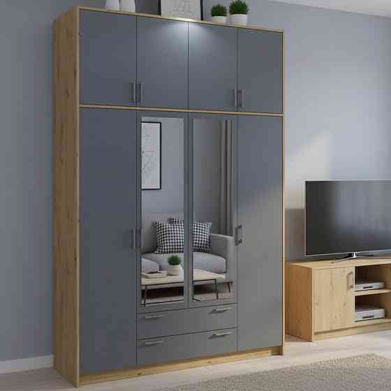 Шафа для одягу Doros Ронді з високою антресоллю і дзеркалом Дуб Артизан/Графіт 4 ДСП 160х52х260 (DRS-011879) Львів