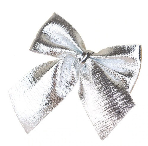 Новогодние бантики 12 штук 6 на 4 см серебристый Киев - изображение 3