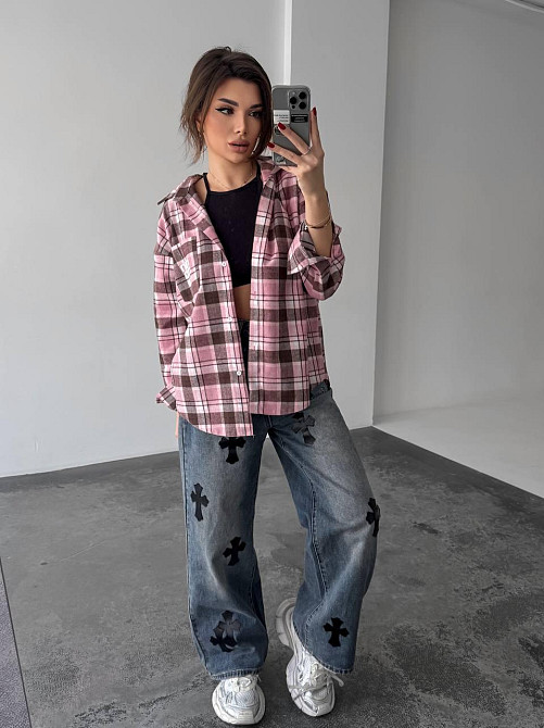 Женская рубашка в клетку (с накатом) 48-50, клетка 36 Одесса - изображение 3