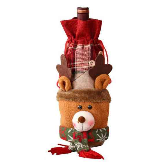 Новорічний чохол на пляшку Олень 29 на 13 см різнобарвний Київ