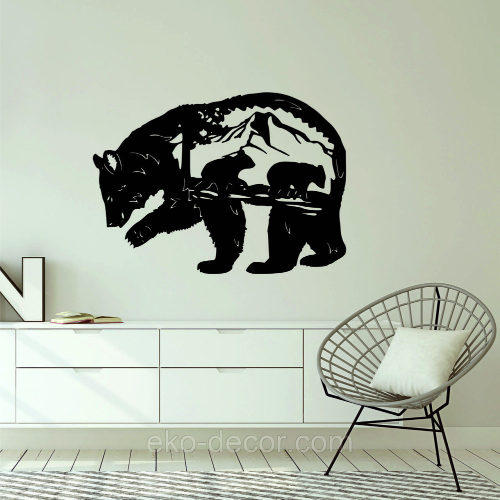 Декоративне настінне Панно «Ведмідь», Декор на стіну 90*64 см, Чорний Київ - фото 4