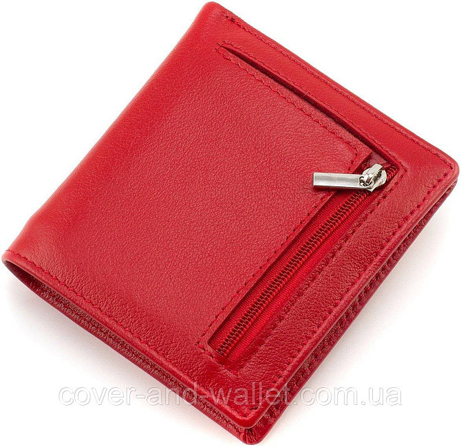 Красный маленький женский кошелек картхолдер с магнитной фиксацией ST Leather Киев - изображение 2