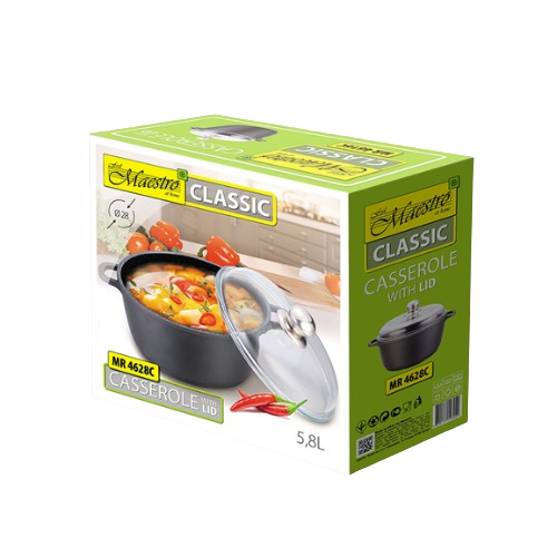 Каструля 5,8л скляна кришка MR-4628C Maestro Житомир