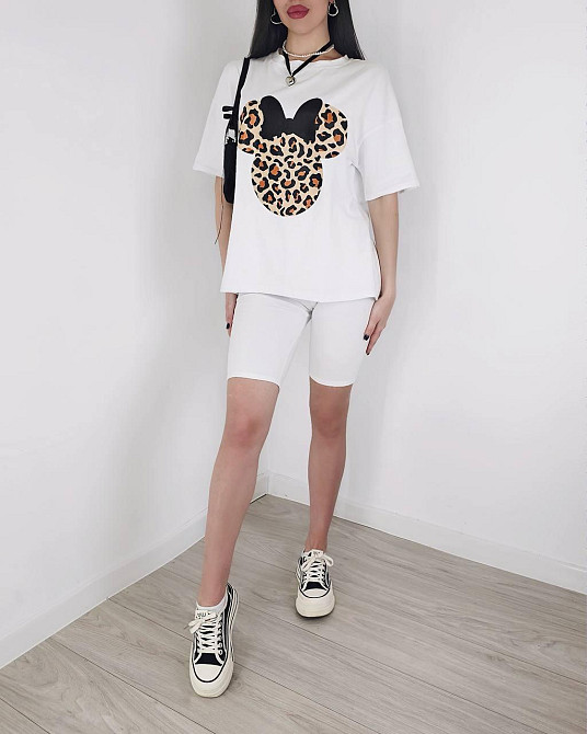 Женский летний костюм двойка: футболка с микки маусом и велосипедки турецкий кулир Одесса - изображение 4