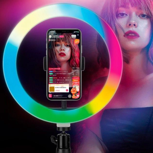 Світлодіодна кільцева лампа MJJ-30 LED RGB USB + тримач Київ - фото 4