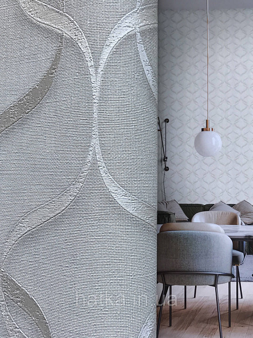 Шпалери вінілові на флізелін Zambaiti C88109 ABITAT стрічки білі з відблиском Київ - фото 4