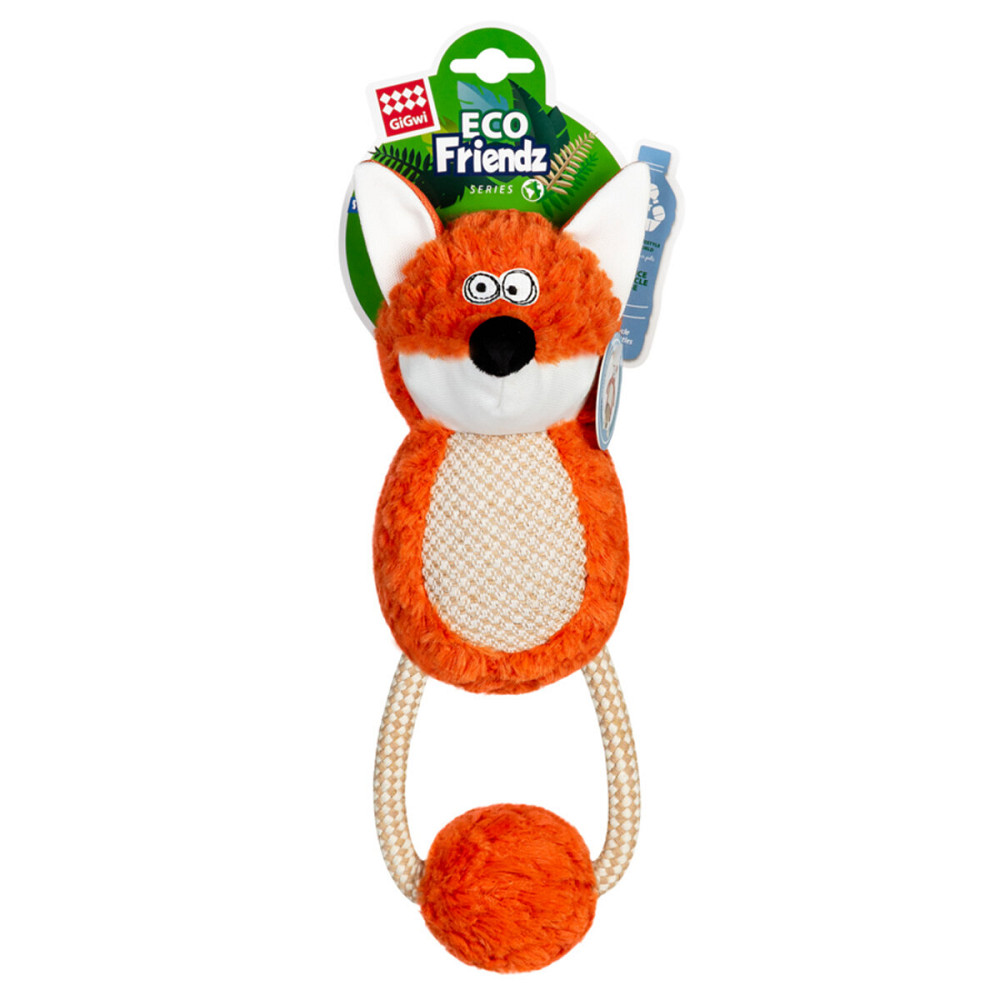 Игрушка для собак Лиса с пищалкой и веревкой GiGwi ECO FRIENDZ, переделан текстиль, М, 30 см Киев - изображение 2