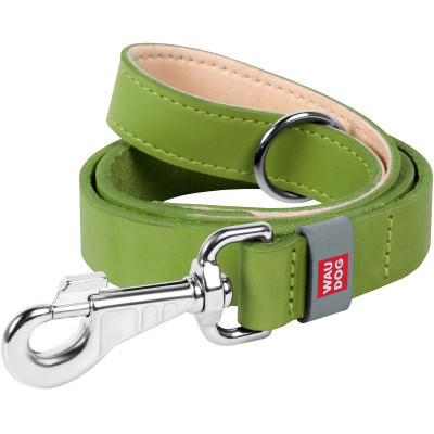 Поводок для собак WAUDOG Classic кожаный Ш 20 мм Д 122 см салатовый (08145) Винница - изображение 1