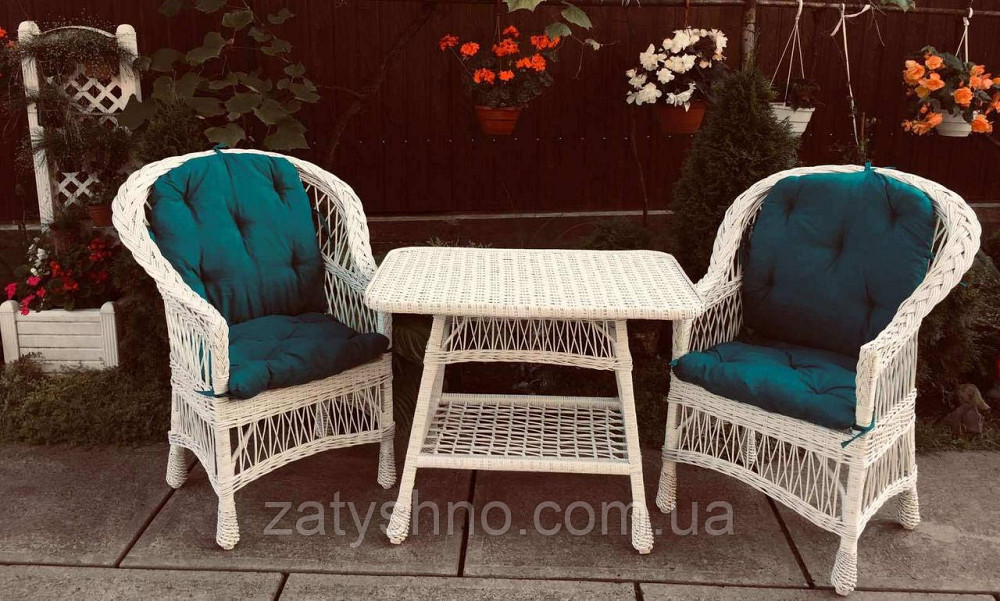 Плетені меблі білі з лози|  Комплект плетених білих меблів | меблі з лози на лоджію Київ - фото 7