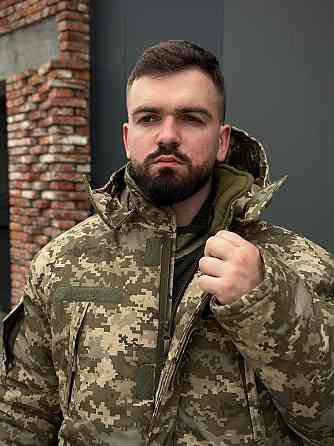 Військовий зимовий теплий чоловічий бушлат піксель Omniheat, армійська чоловіча куртка бушлат піксель до -30 Львів