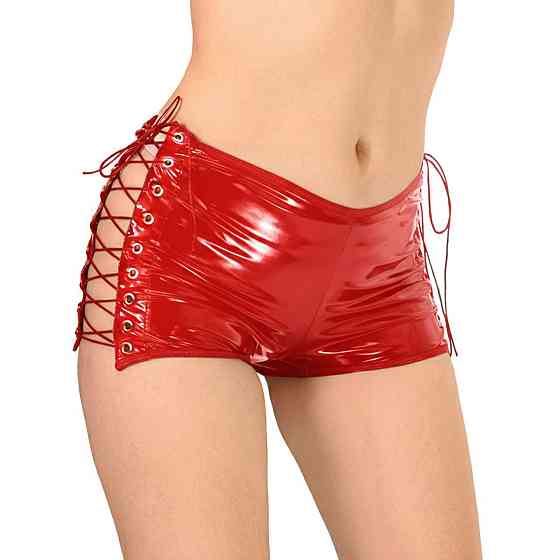 Лакированные шортики на шнуровке Art of Sex - Kylie, красные, размер L-2XL Sex Aura Киев