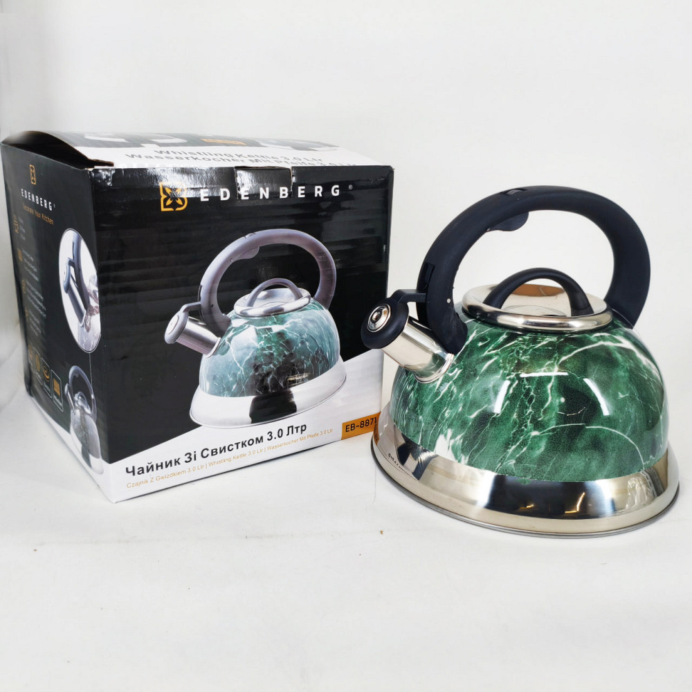 Чайник на плиту для кухні, Чайник з потовщеним дном і прогумованою ручкою металевий зі свистком BH-83 Івано-Франківськ - фото 2